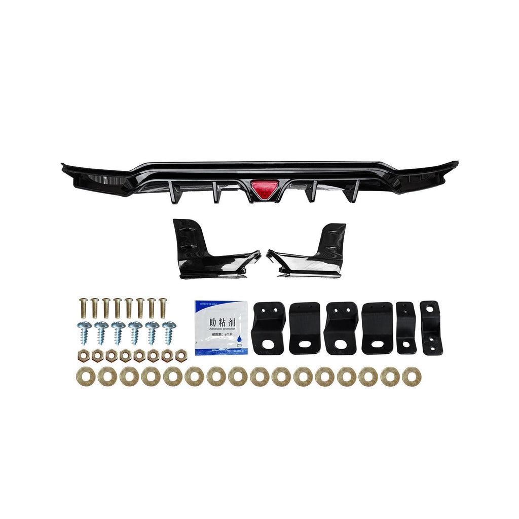 NINTE Rear Bumper Lip For 2022 - 2025 11th Gen Honda Civic Hatchback Rear Diffuser Gloss Black - NINTE