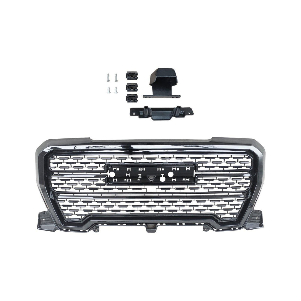 NINTE Front Hood Grille For 2019 - 2021 GMC Sierra 1500 ABS Denali Mesh Style Gloss Blcak - NINTE