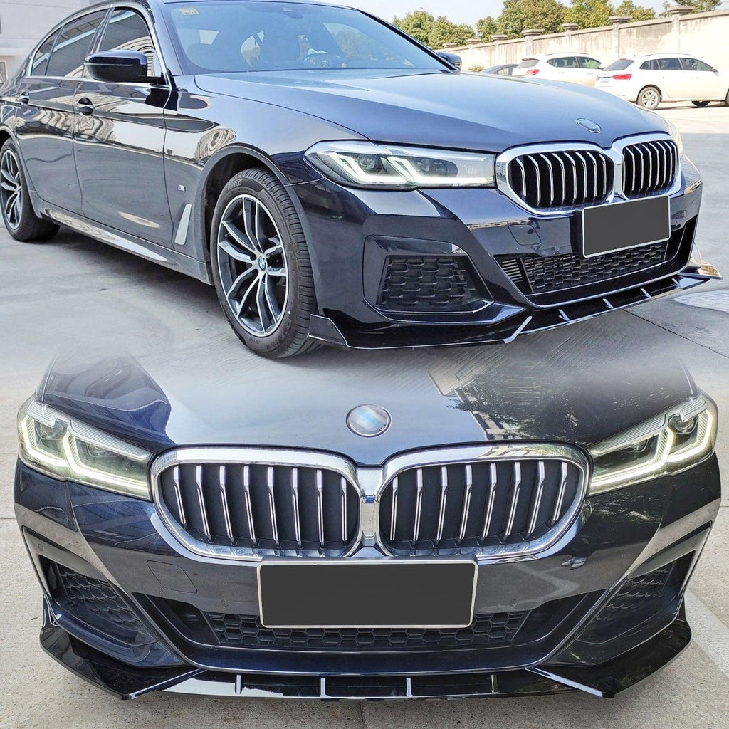 NINTE For 2021 - 2023 BMW 5 Series G30 M Sport Front Lip Front Bumper Splitter 3Pcs ABS - NINTE