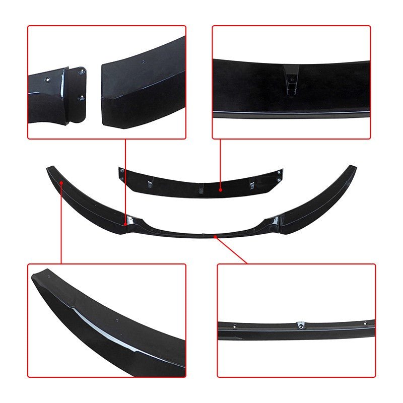 NINTE Front Bumper Lip Splitter For 2008 - 2013 BMW E82 128i 135i M Sport Glossy Black - NINTE