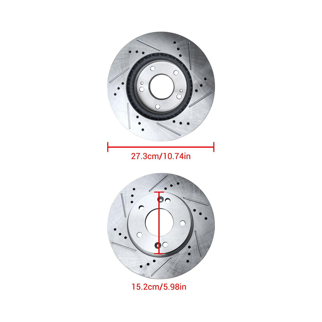 NINTE 280mm Front DRILLED Brake Rotors for Elantra GT Veloster Kona Forte Soul Forte5 - NINTE
