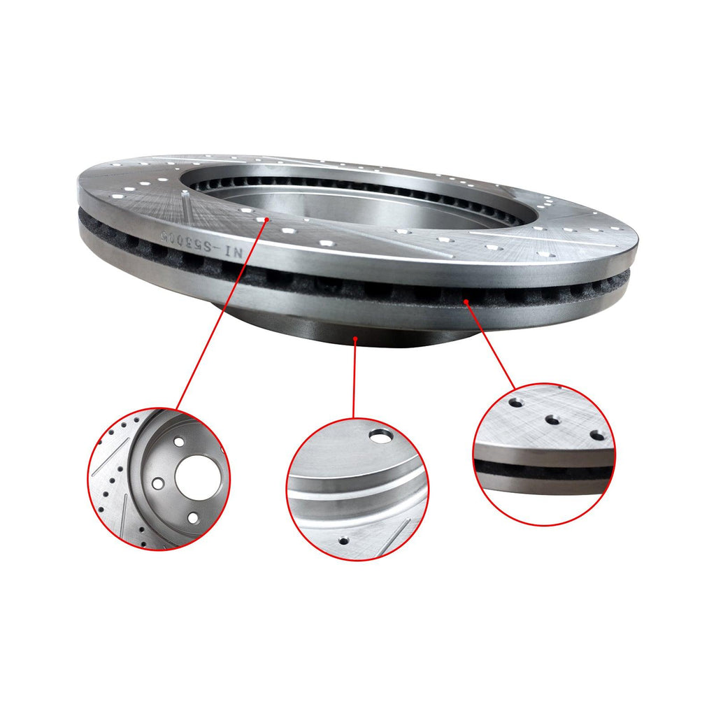 NINTE For Dodge Durango Ram 1500 Chrysler Aspen Front Drilled & Slotted Brake Rotors - NINTE