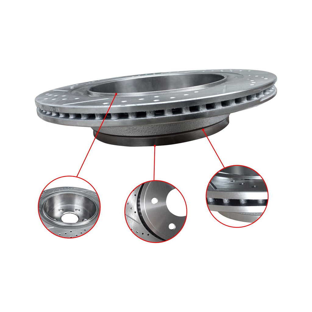 NINTE For Chrysler Aspen Dodge Ram 1500 Durango 5 Lug Model Rear Drilled Brake Rotors - NINTE