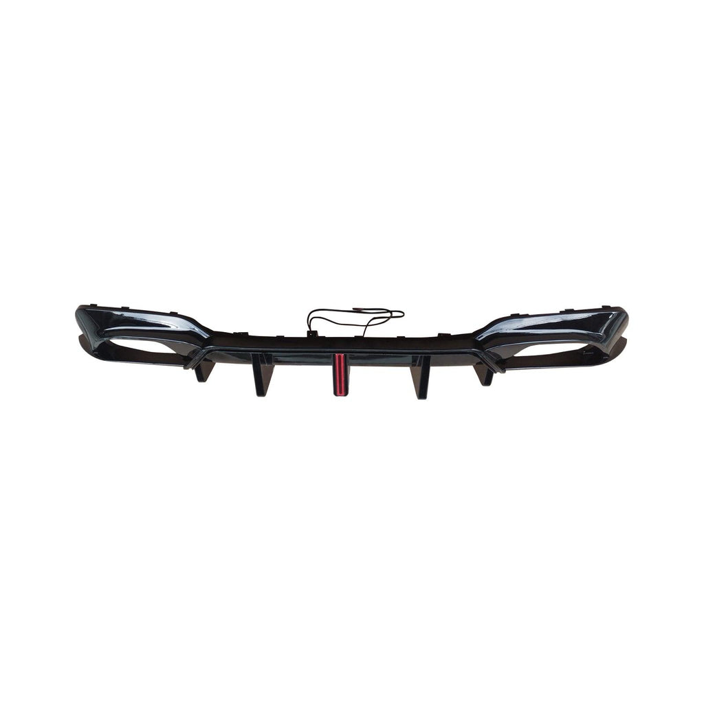 NINTE For 2019 - 2022 BMW G20 3 Series M Sport Rear Diffuser W/ LED Light NINTE Style Gloss Black - NINTE