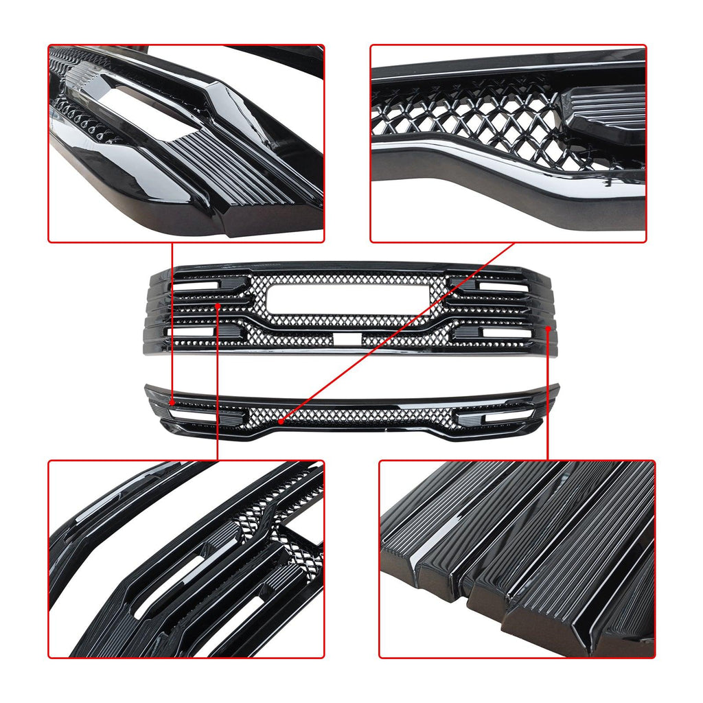 NINTE For 2022 - 2025 GMC Sierra 1500 AT4 SLT Grille Cover ABS Mesh Style with Camera Hole Non - replacement - NINTE