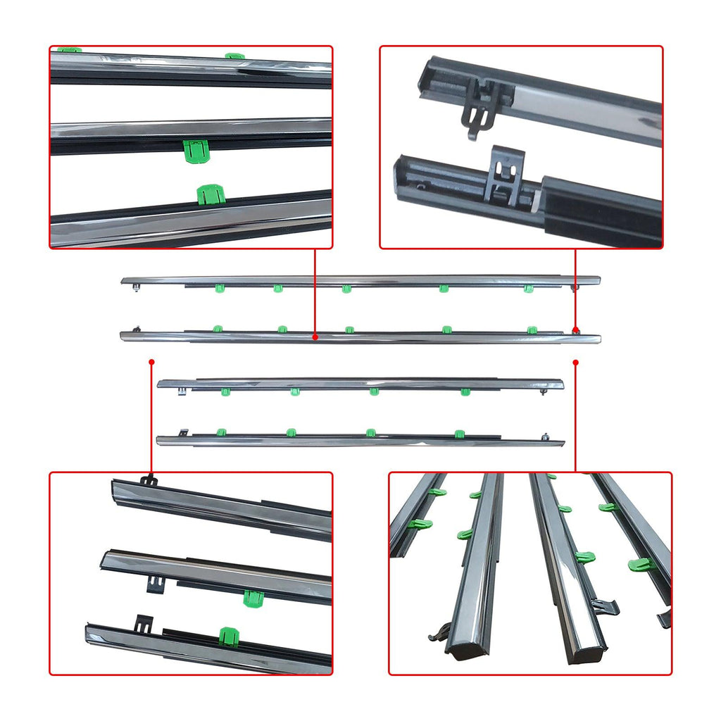 NINTE For 2007 - 2011 Honda CR - V Car Window Moulding Trim Weatherstrips Seal Fit 4PC (72450 - SWA - A01, 72410 - SWA - A01, 72950 - SWA - A01, 72910 - SWA - A01) - NINTE