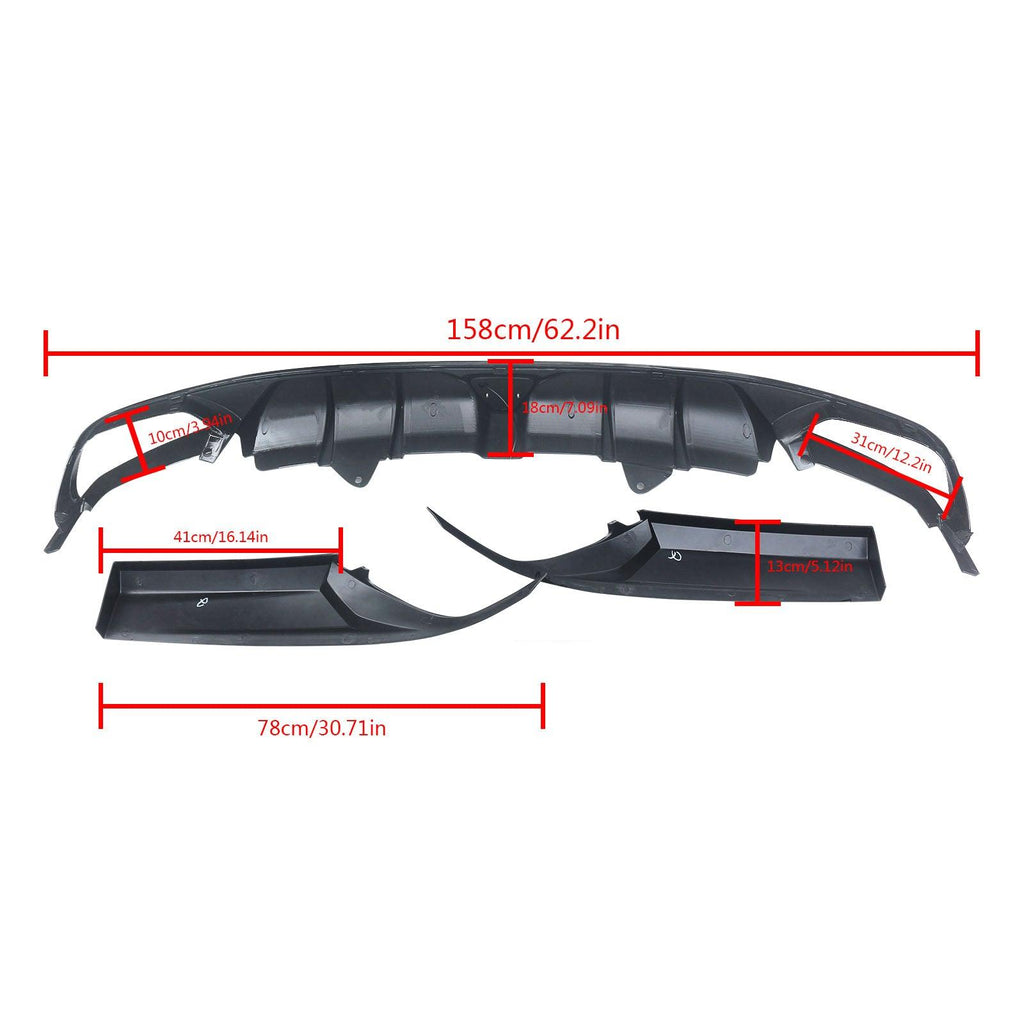 NINTE Rear Diffuser W/Led Brake Light For 2018 - 2022 Honda Accord including Corner Apron Spats - NINTE