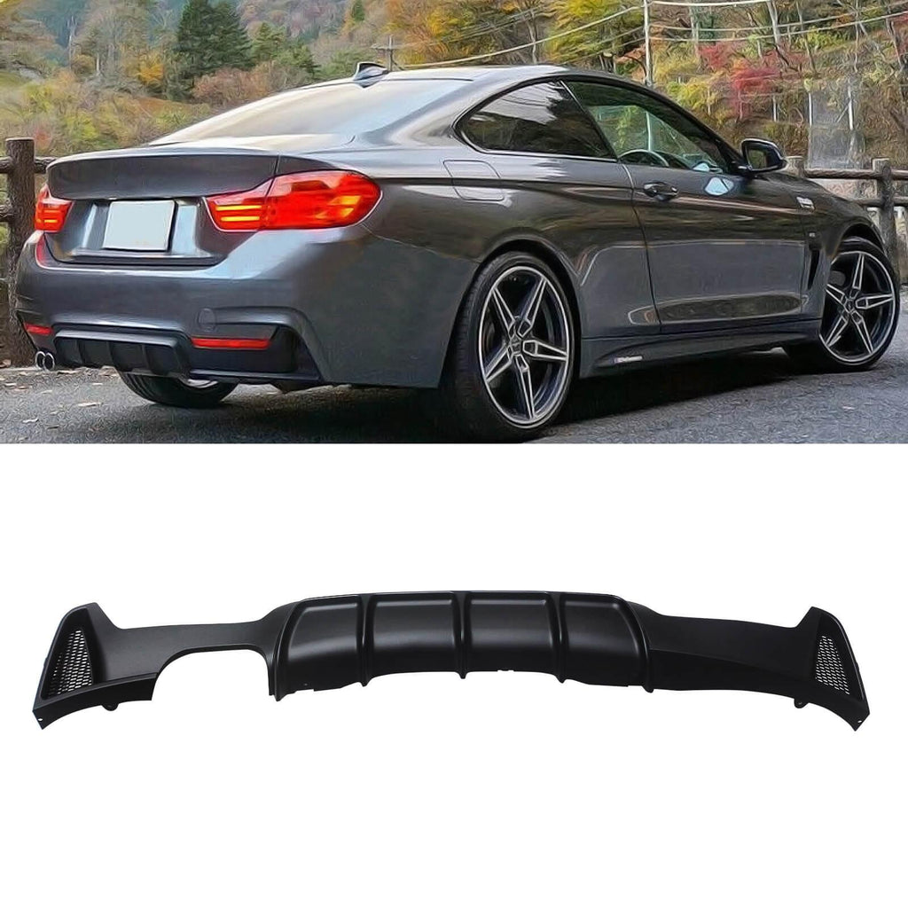 NINTE For 2014 - 2020 BMW 4 Series F32 F33 F36 420i 420d 428i 430i M Sport Rear Diffuser Single Twin Exhaust Rear Bumper Lip Splitter - NINTE