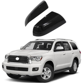 NINTE Mirror Caps for 2007 - 2021 Toyota Tundra & Sequoia Gloss Black Top Half Mirror Covers (NOT The Replacement) - NINTE