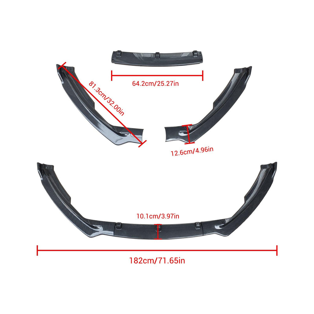 NINTE For 2017 - 2018 Ford Fusion Front Lip Front Bumper Lip 3PCS Body Kit Spoiler Splitter - NINTE