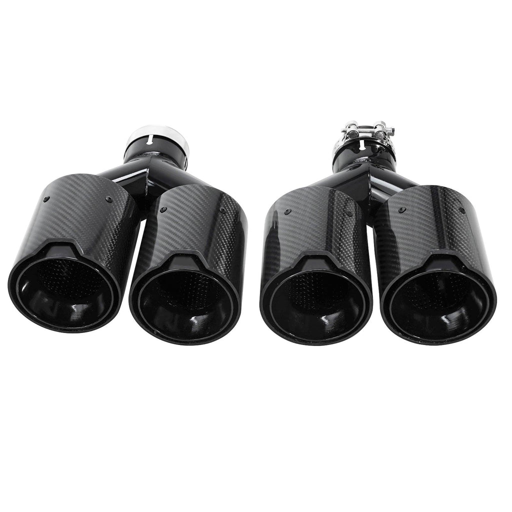 NINTE Dual Exhaust Tip For BMW Universal Tail Pipes Y Style Carbon Fiber 2.5" Inlet 3.5"Outlet - NINTE