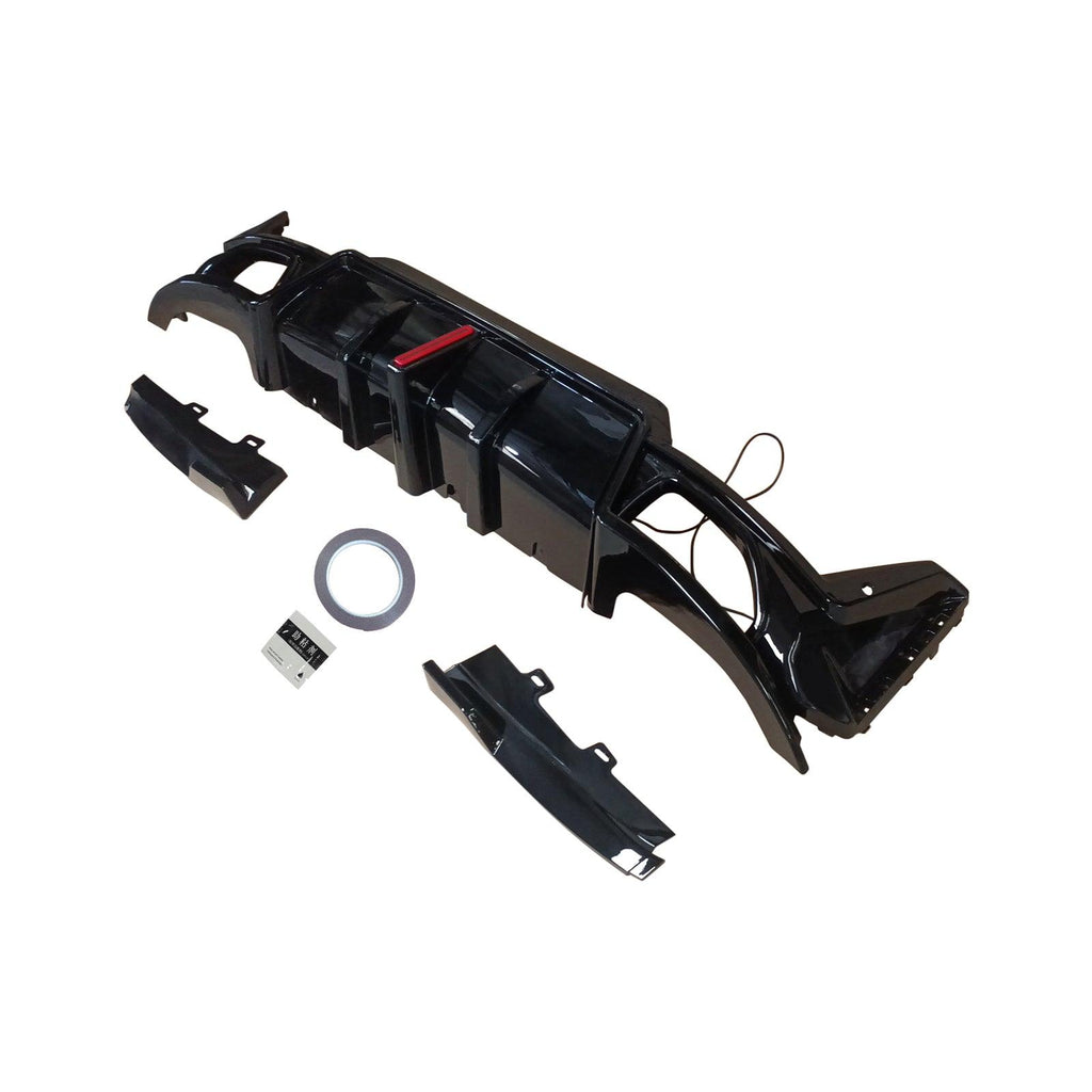 NINTE For 2023 - 2024 BMW 3 Series G20 LCI Gloss Black Rear Lower Diffuser with LED Light - NINTE