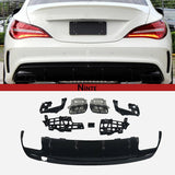 NINTE Rear Bumper Diffuser Exhaust Tailpipes For 2013-2019 Benz W117 CLA200 CLA250