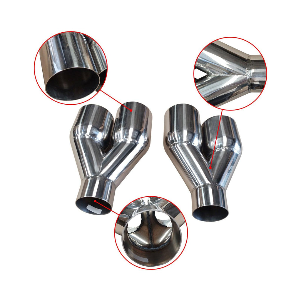 NINTE Pair of Dual Exhaust Tips Staggered Single Wall 304 Stainless Steel for ID: 2.5 inch/OD: 3.5"/ Length: 10.25" - NINTE