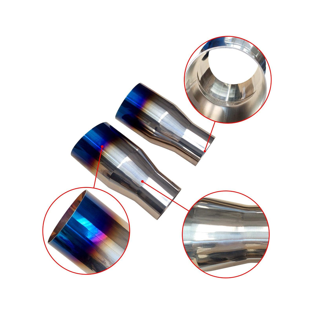 NINTE Pack of 2 Blue Burnt Exhaust Tip 2.5" Inlet 3.5" Outlet 7.75 long 304 Stainless Steel 2.5" to 3.5" Exhaust Tail Pipe Tips Weld On Single Slant Cut - NINTE