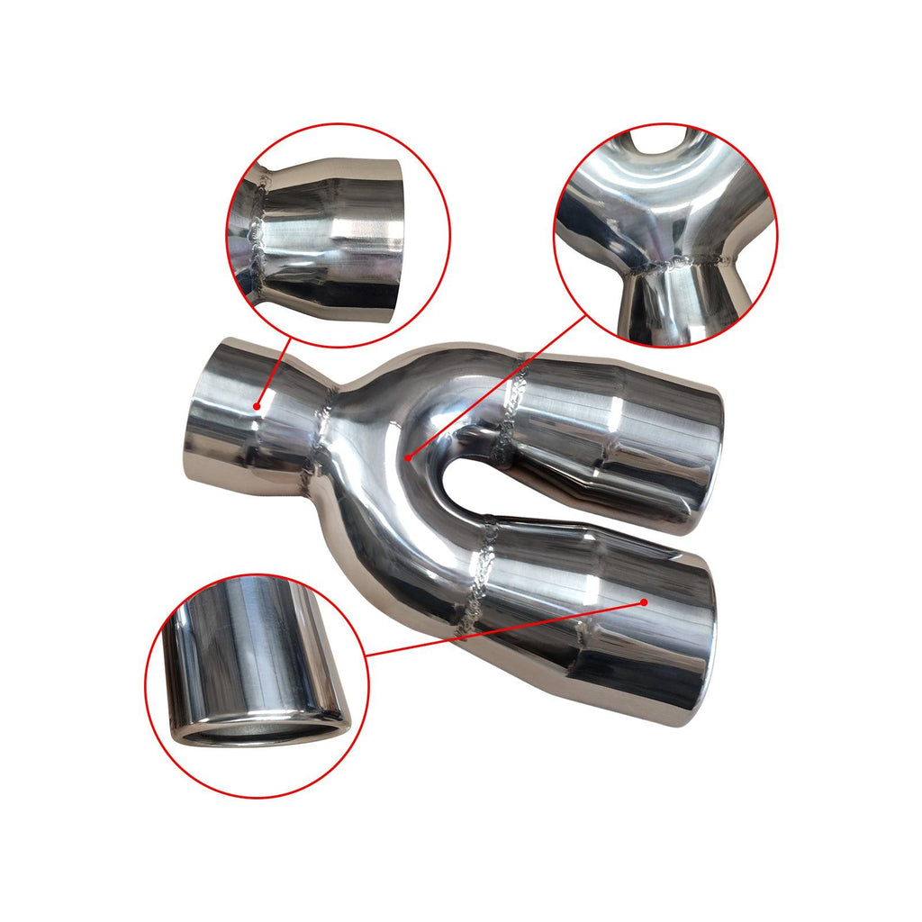 NINTE 2.5" to 3" Dual Exhaust Tip 2 1/2 Inch Inlet 3 Inch Outlet 9.5" Length Weld On Exhaust Tailpipe Tips 304 Polished Stainless Steel 1.2mm Thickness Double Wall Slant Rolled Edge - NINTE