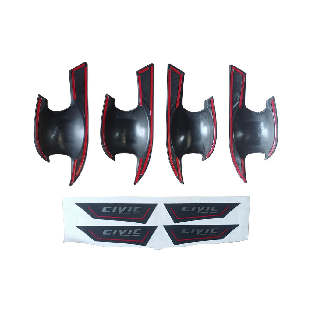 NINTE For 2022 2023 2024 11th Gen Honda Civic Carbon Fiber Pattern Door Handle Bowl Cover Trim - NINTE