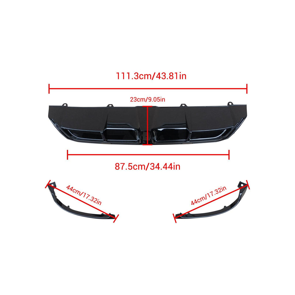 NINTE For 2022 - 2024 11th Honda Civic Hatchback Gloss Black Rear Diffuser with LED Brake Light - NINTE
