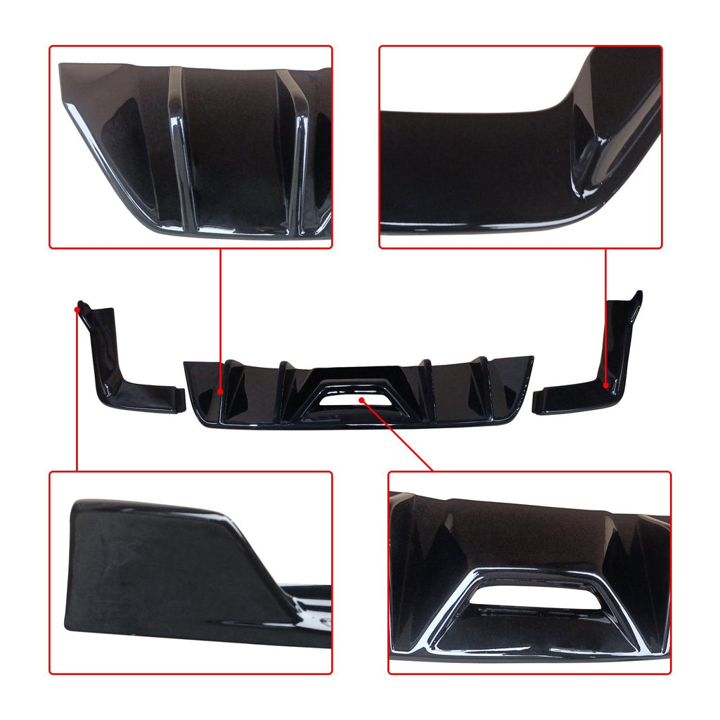 NINTE Rear Diffuser Fit For 2015 - 2017 Ford Mustang HN Style Rear Bumper Diffuser ABS Rear Bumper Diffuser Rear Bumper - NINTE