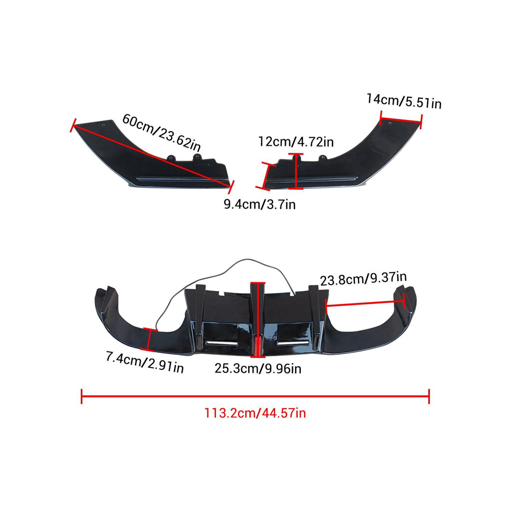 NINTE For 2016 - 2022 BMW 2 Series F87 M2 Rear Bumper Diffuser Lip W/ Light - NINTE