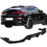 NINTE For 2020-2024 BMW G06 X6 M Sport Rear Diffuser Lip Gloss Black/Carbon Fiber Look