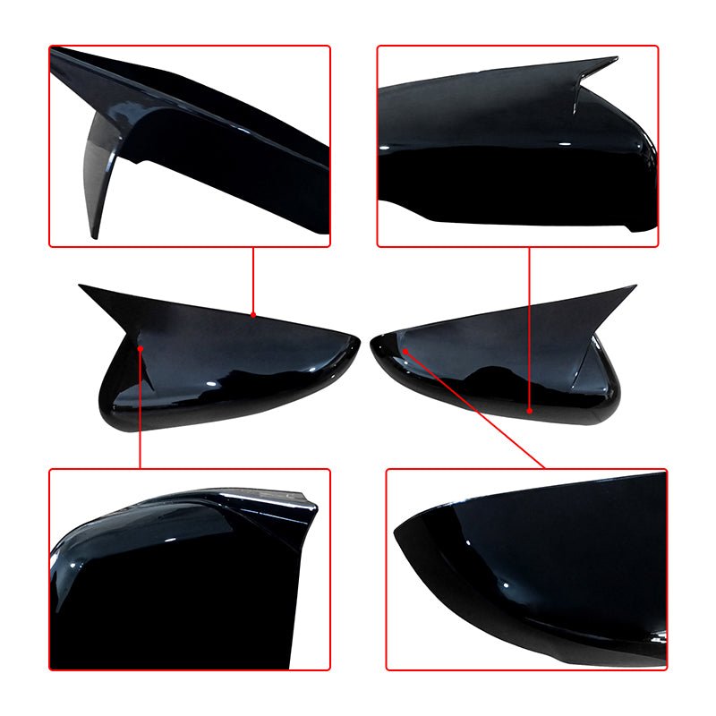 NINTE Ox Horn Mirror Covers For 2014 - 2025 Cadillac CT5 CT6 CTS Glossy Black - NINTE