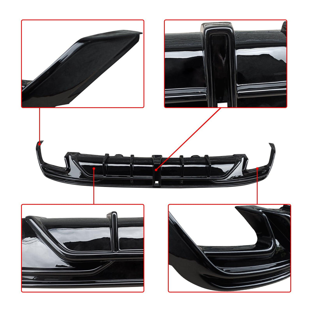 NINTE for 2023 2024 Honda Accord Gloss Black Rear Diffuser with Tailpipe Rear Bumper Bumper with Brake Light - NINTE