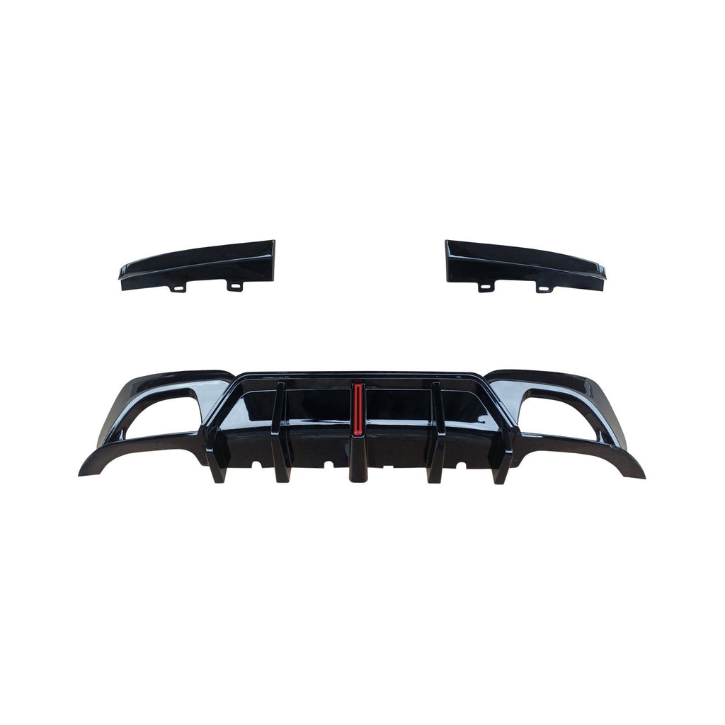 NINTE For 2019 - 2022 BMW G20 3 Series M Sport Rear Diffuser W/ LED Light NINTE Style Gloss Black - NINTE