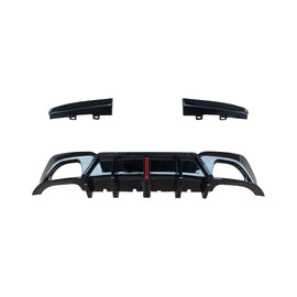NINTE For 2019 - 2022 BMW G20 3 Series M Sport Rear Diffuser W/ LED Light NINTE Style Gloss Black - NINTE