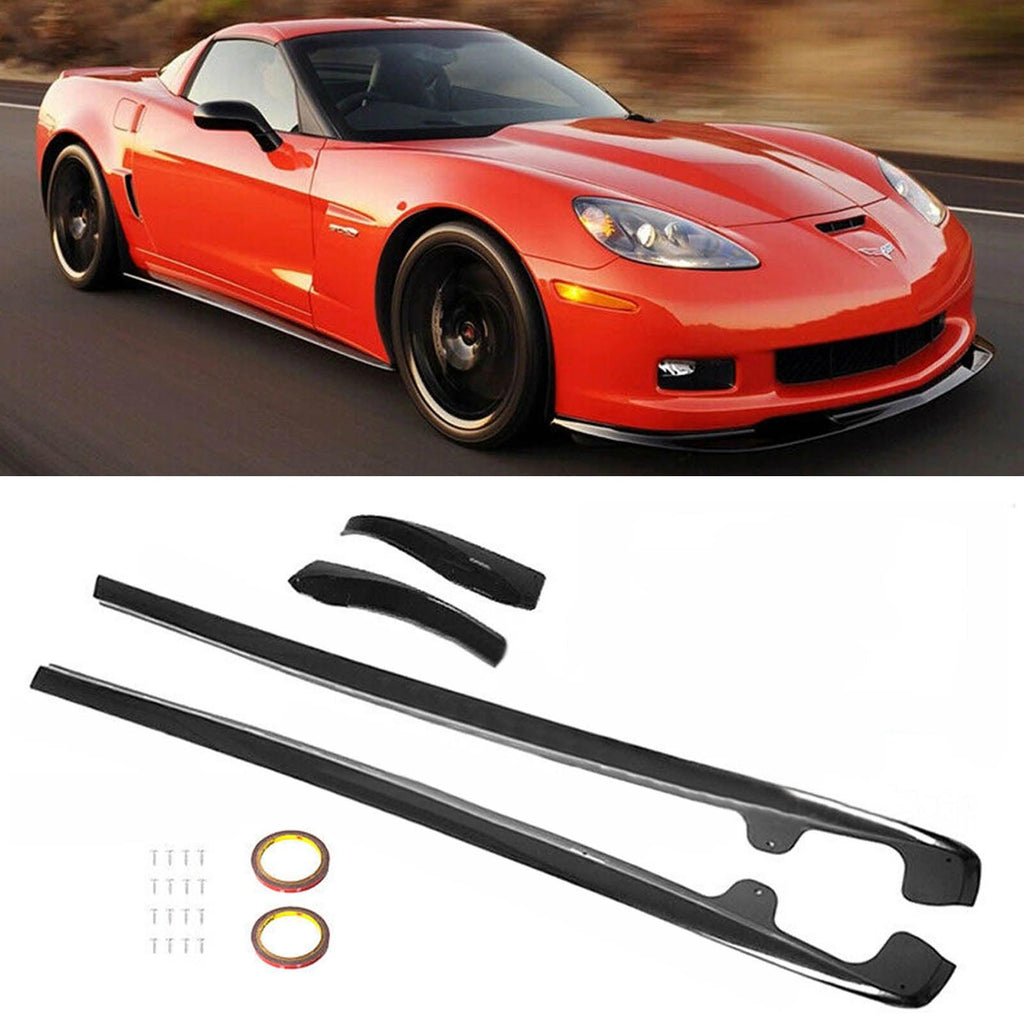 NINTE For 2005 - 2013 Chevy Corvette C6 Z06 ZR1 Style Side Panels with Mud Flaps Side Skirts ABS Painted - NINTE