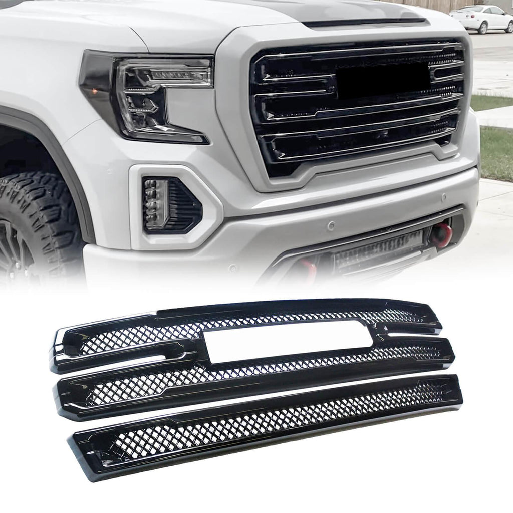 NINTE For 2019 - 2022 GMC Sierra 1500 SLT AT4 Front Mesh Grill Cover Grill Overlay Trim - NINTE