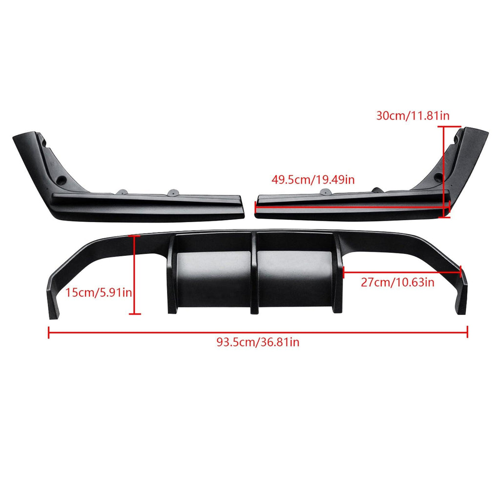 NINTE For 2015 - 2020 BMW F80 M3 F82 M4 F83 3PCs Rear Diffuser ABS Painted V Style Rear Bumper Lip - NINTE