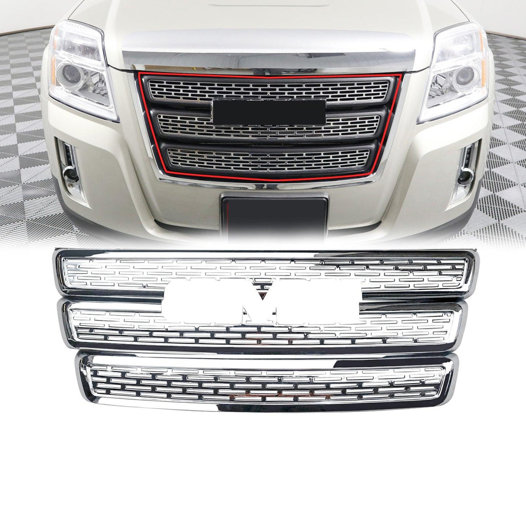 NINTE For 2010 - 2015 GMC Terrain SLE SLT Grill Overlay Chrome Front Grille Cover ABS Cover Only Not Replacement - NINTE