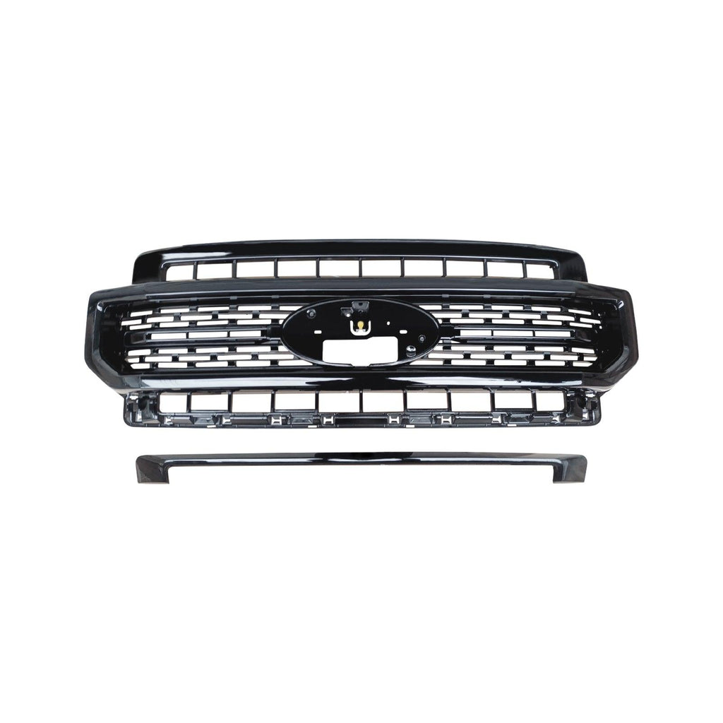 NINTE Front Bumper Grille Grill for 2020 - 2023 Ford F250 F350 Super Duty ABS Gloss Black - NINTE