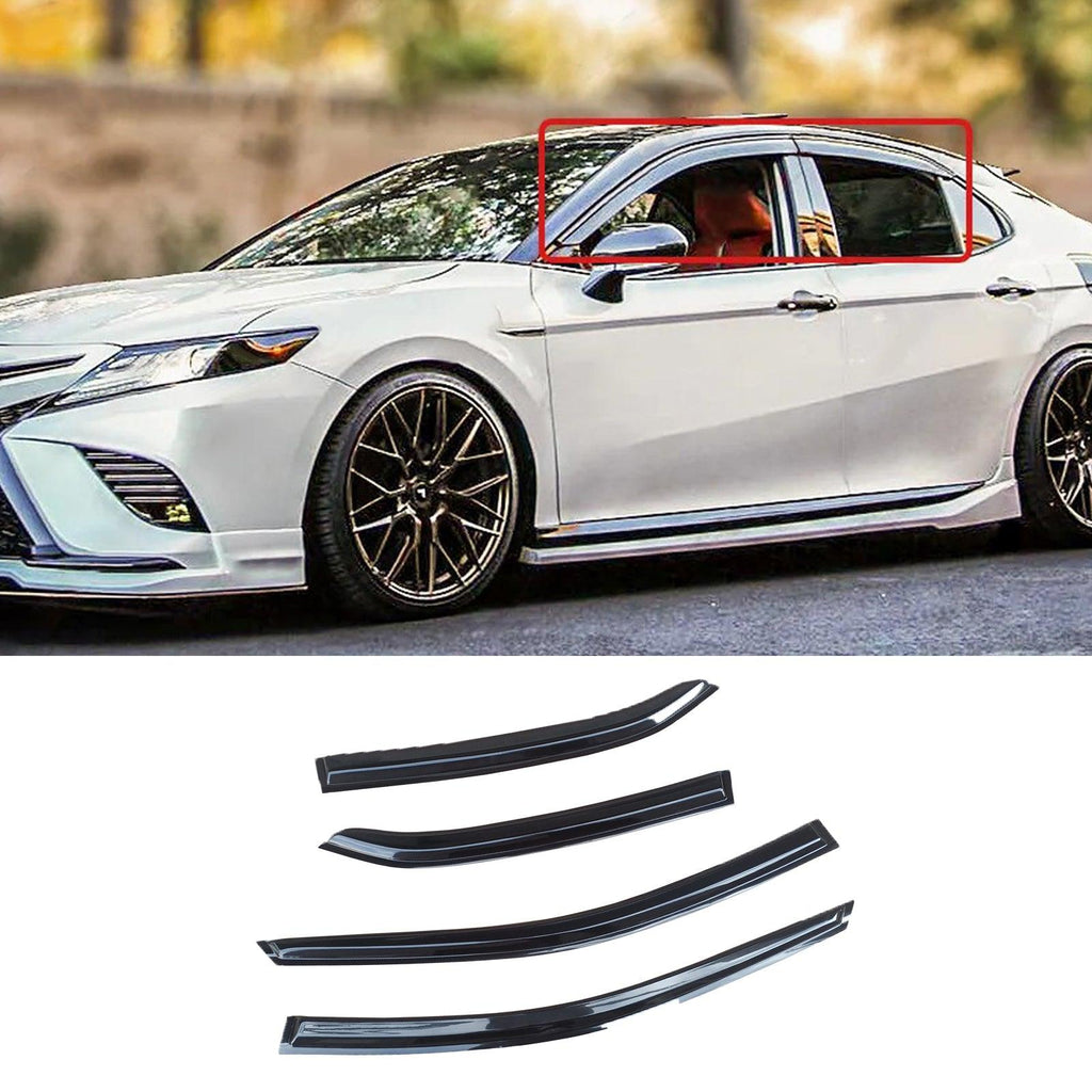 NINTE For 2018 - 2024 TOYOTA CAMRY Clip - on Black Trim Window Visor Rain Guard Deflector - NINTE