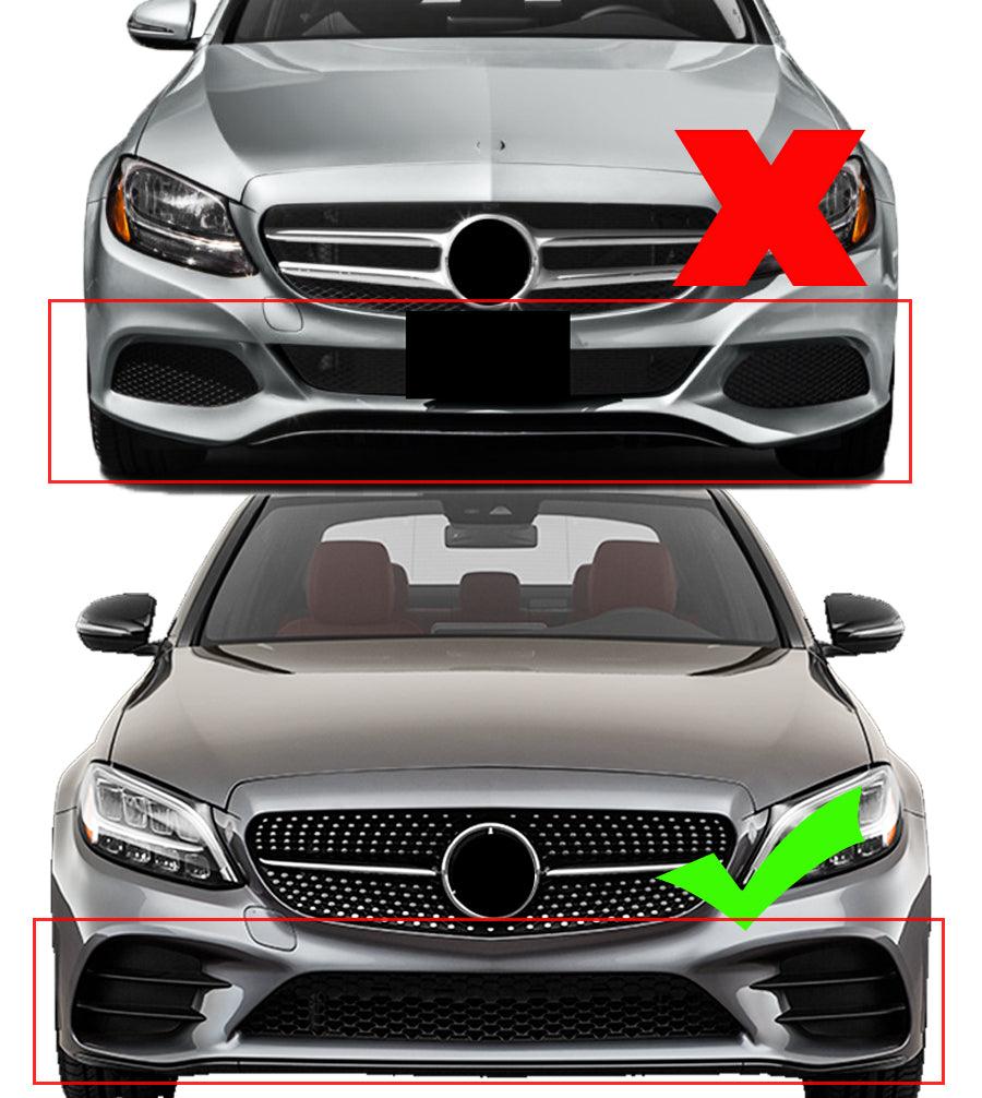 NINTE For 2019 - 2021 Benz W205 2019 - 2023 C205 A205 C - Class Sport C300 ABS 3PCs Front Lip Front Bumper Splitters - NINTE