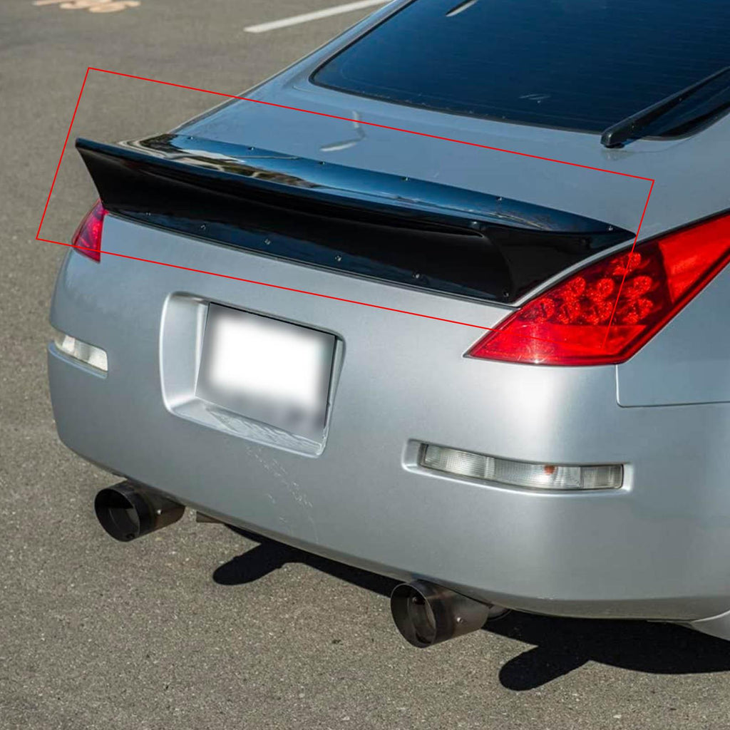 NINTE Rear Spoiler for 2003 - 2008 Nissan 350Z Fairlady Z33 Gloss Black V Style Trunk Wing ABS Painted Splitter - NINTE