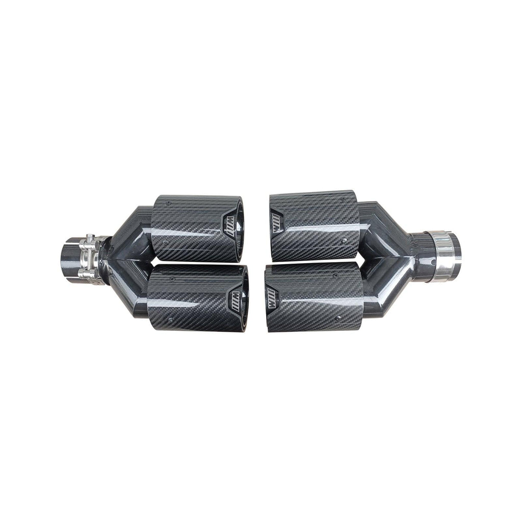 NINTE Dual Exhaust Tip For BMW Universal Tail Pipes Y Style Carbon Fiber 2.5" Inlet 3.5"Outlet - NINTE