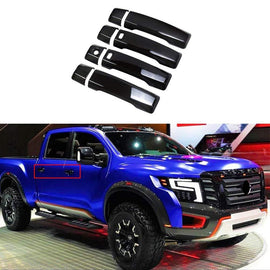 NINTE For 2016 - 2024 Nissan Titan Door Handle Covers Gloss Black Door Trim Cover With 2 Smart Keyholes ABS - NINTE