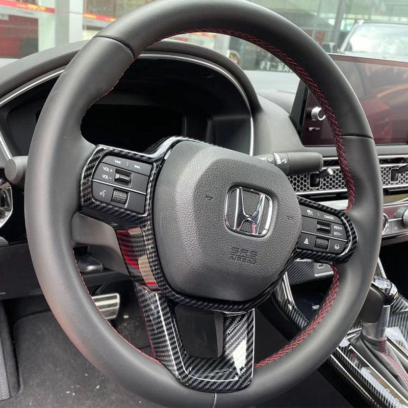 NINTE For 2022 - 2025 11th Honda Civic Steering Wheel Cover Trims Interior Accessories Carbon Fiber - NINTE