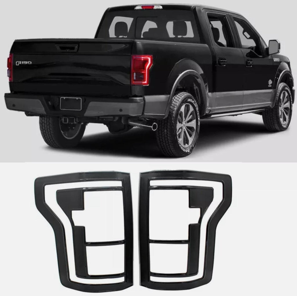 NINTE For 2015 - 2017 Ford F - 150 F150 XL/XLT Truck Tail Light Trim Cover Black Taillight - NINTE