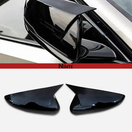 NINTE Ox Horn Mirror Covers For 2014 - 2025 Cadillac CT5 CT6 CTS Glossy Black - NINTE