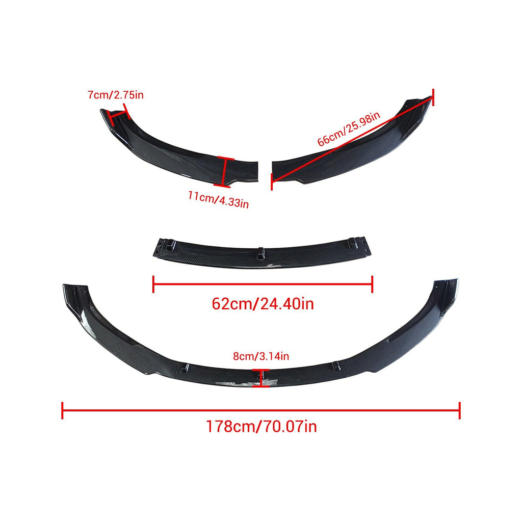 NINTE For 2017 - 2023 Tesla Model 3 Front Lip 3 Pieces Sport Style Splitter - NINTE