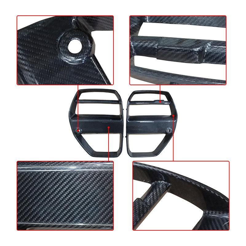 NINTE V Style Nose Grill For 2021 - 2025 BMW G80 G82 G83 Grille Real Dry Carbon Fiber - NINTE