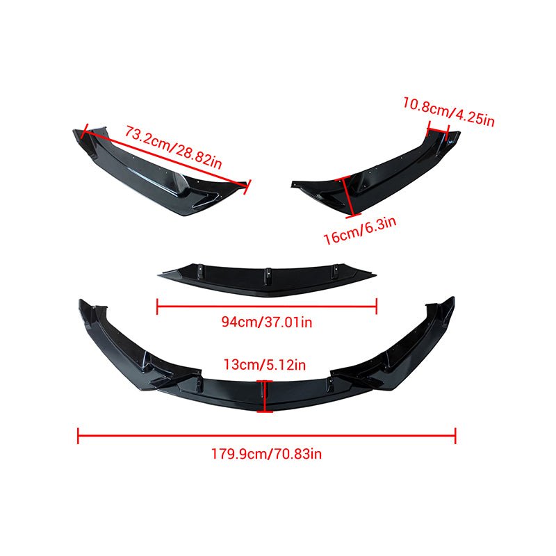 NINTE Front Lip For 2024 - 2026 Cadillac CT5 - V 3PC Gloss Black Front Bumper Splitter - NINTE