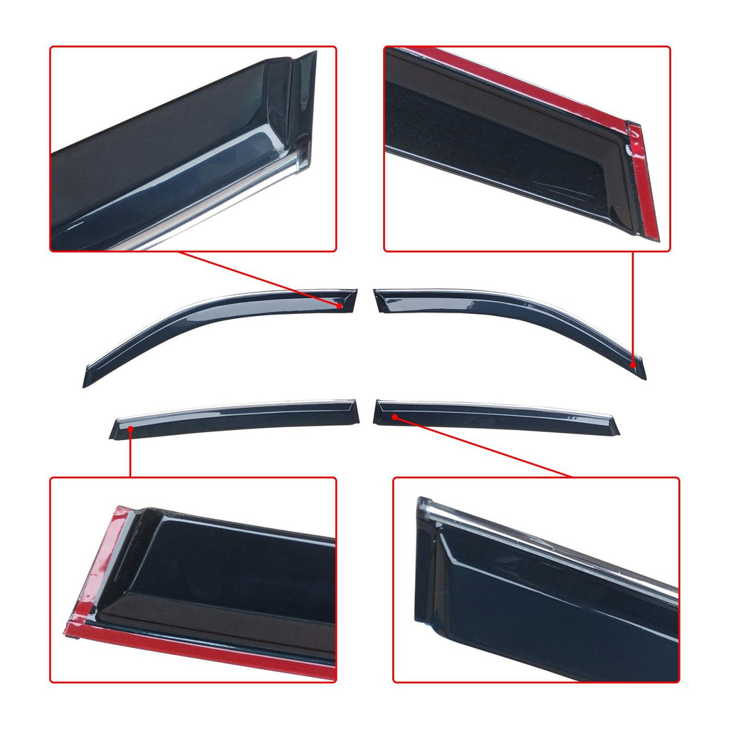 NINTE For 2023 - 2024 HONDA CR - V Premuim chrome trim window visor rain guard Adhesive - NINTE