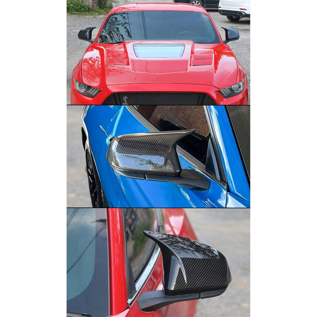 NINTE Real Carbon Fiber For 2015 - 2024 MUSTANG Side Mirror Covers W/O Led Signal M Style - NINTE