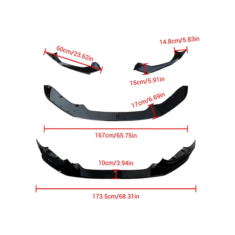 NINTE Front Lip For 2015 - 2019 BMW 1 Series F20 F21 M Sport - NINTE