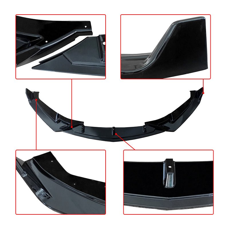 NINTE Front Lip For 2024 - 2026 Cadillac CT5 - V 3PC Gloss Black Front Bumper Splitter - NINTE