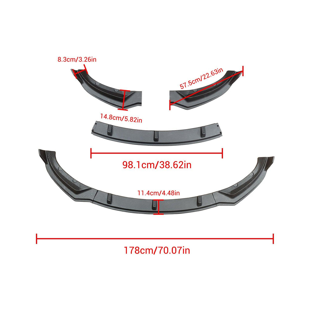 NINTE For 2017 - 2023 Tesla Model 3 Sedan Front Lip ABS 3 Pieces Front Chin Splitter - NINTE